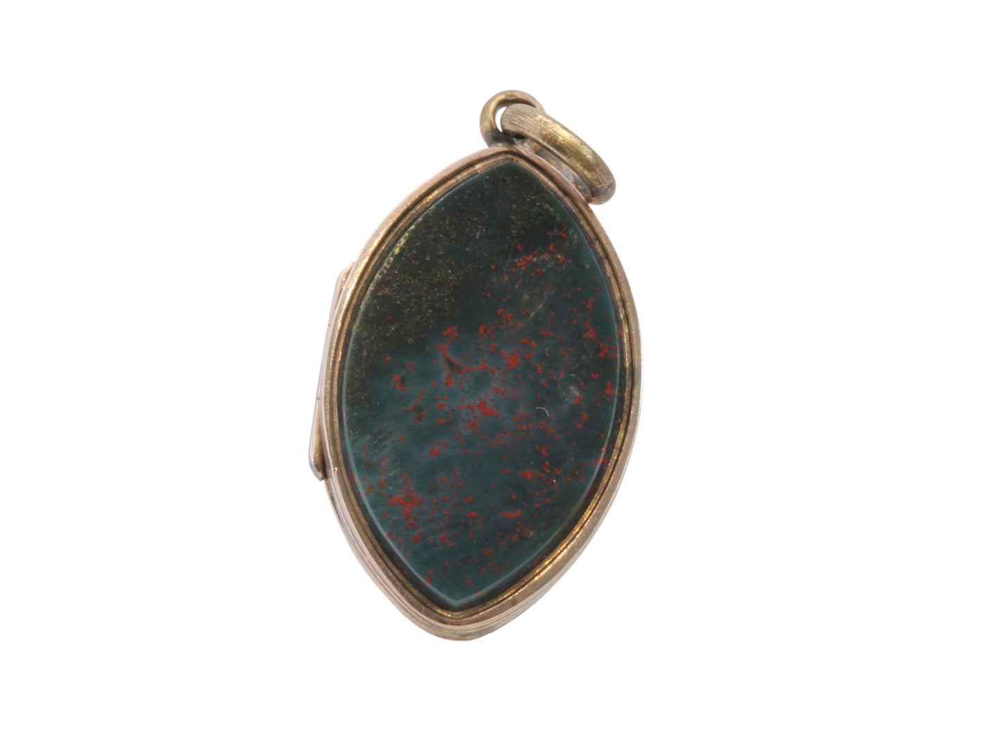 Antique 9ct Gold Bloodstone Chased Forget Me Not Locket