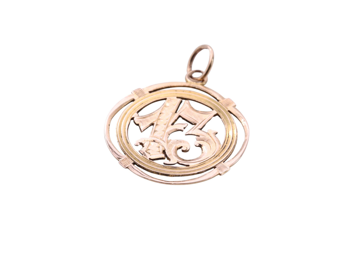 Vintage 18ct Gold Egyptian Lucky 13 Pendant, 1945