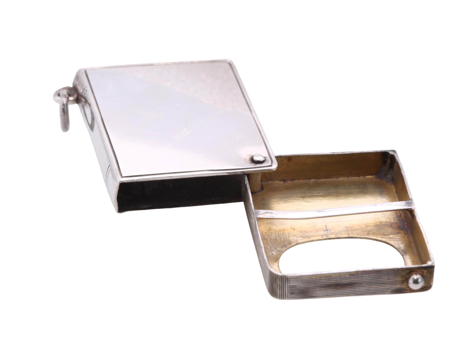 Antique Sterling Silver Book Shaped Pendant Stamp Case, 1903