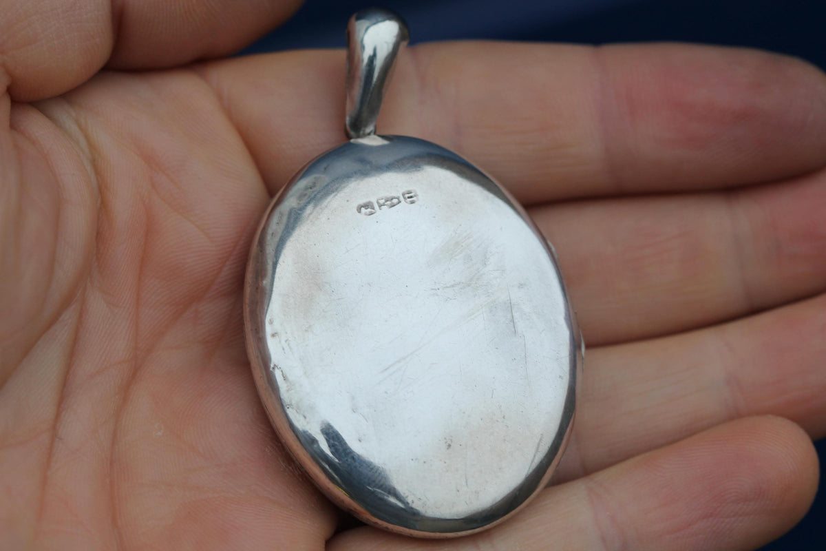 Antique Sterling Silver Floral Chased Locket, 1876