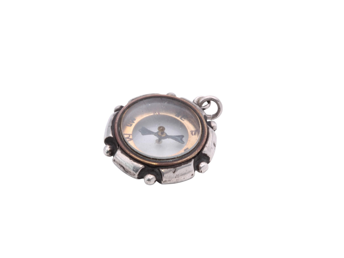 Antique Sterling Silver Compass Pendant