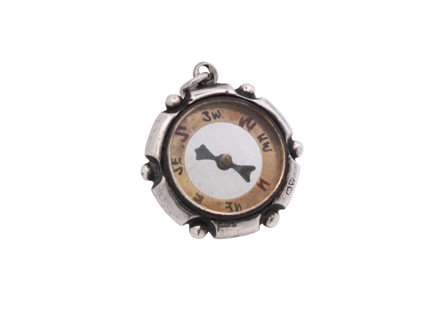 Antique Sterling Silver Compass Pendant