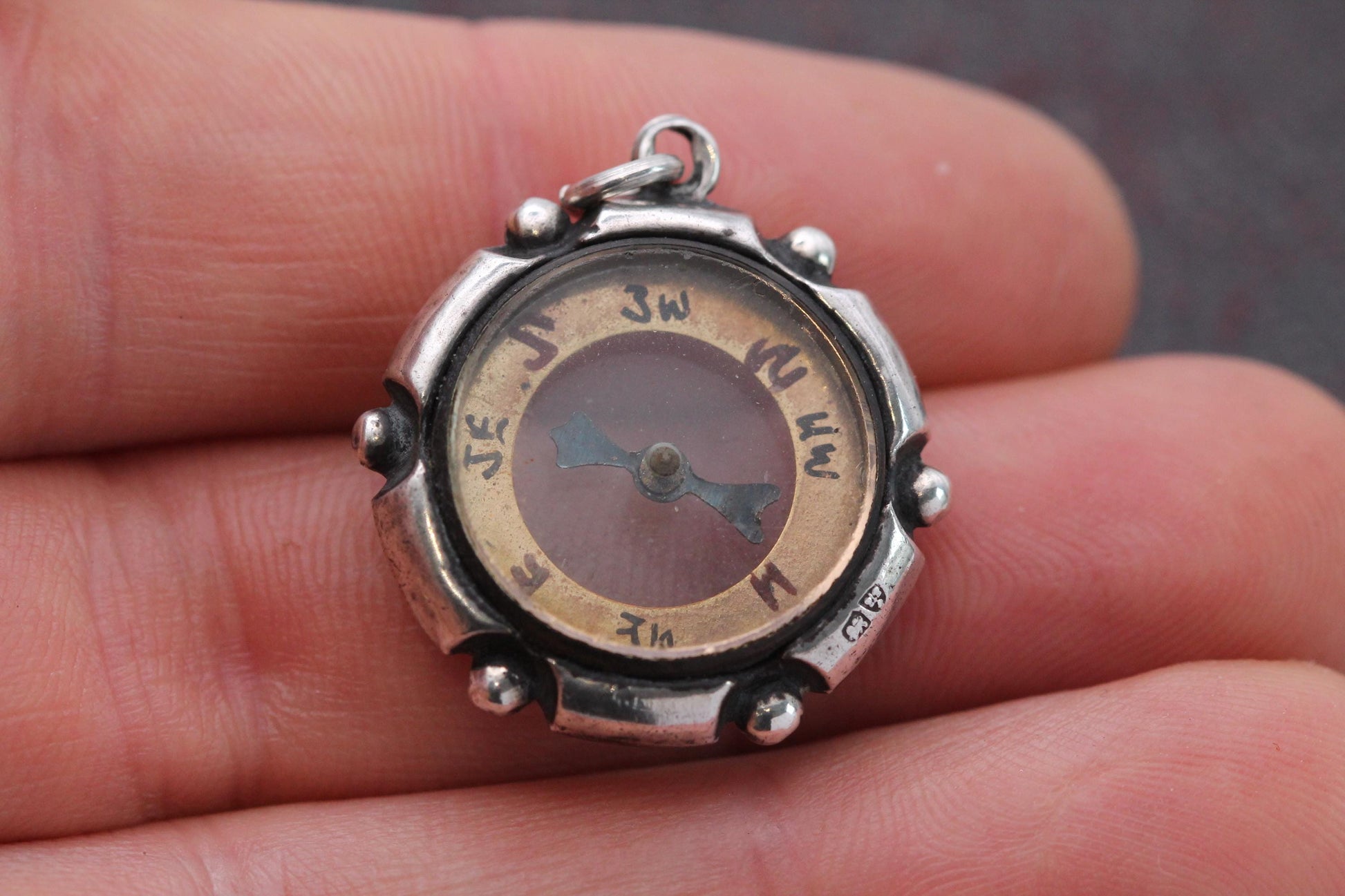 Antique-Sterling-Silver-Compass-Pendant