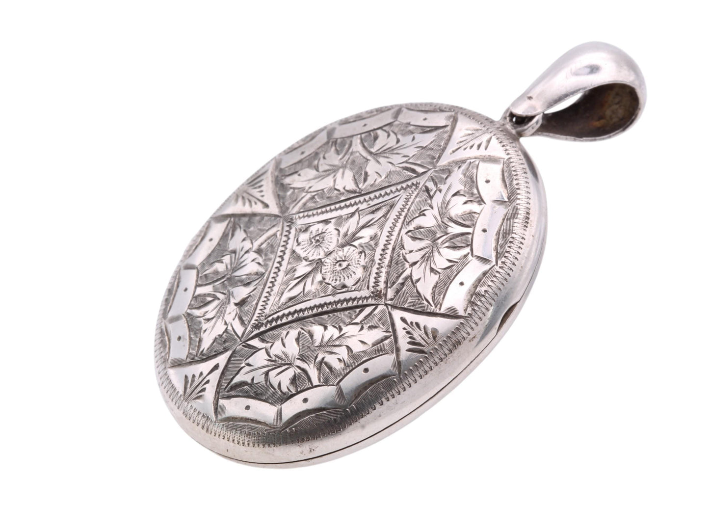 Antique Sterling Silver Chased Forget Me Not Locket