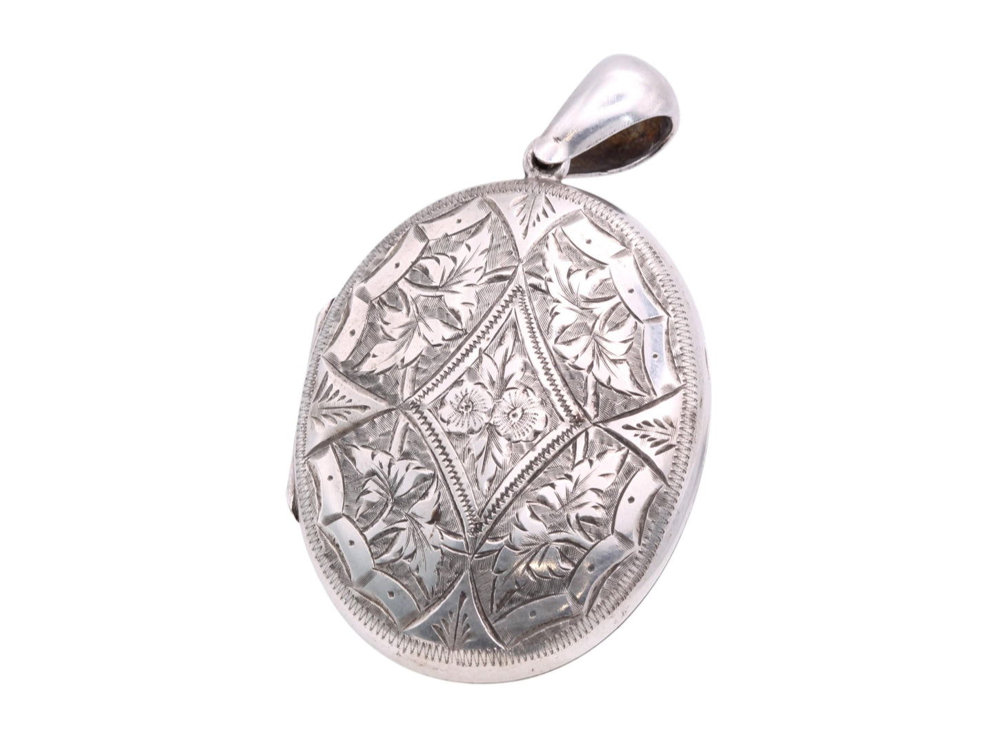 Antique Sterling Silver Chased Forget Me Not Locket