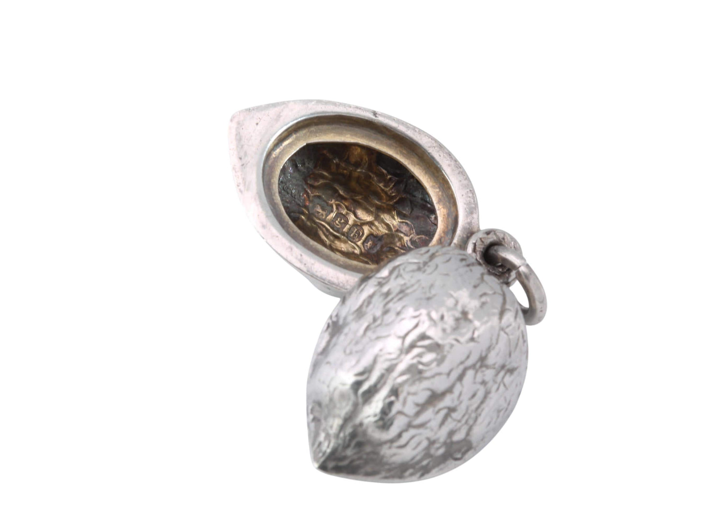 Antique Sterling Silver Walnut Pendant Locket, 1881