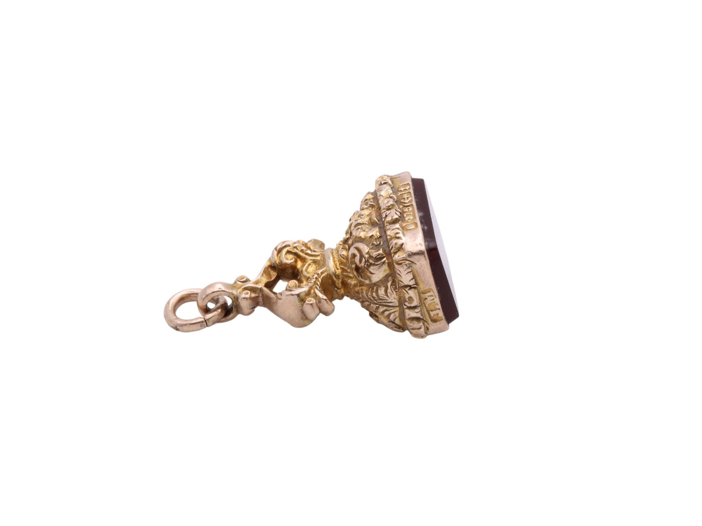 Antique 9ct Gold Chased Carnelian Pendant, 1893