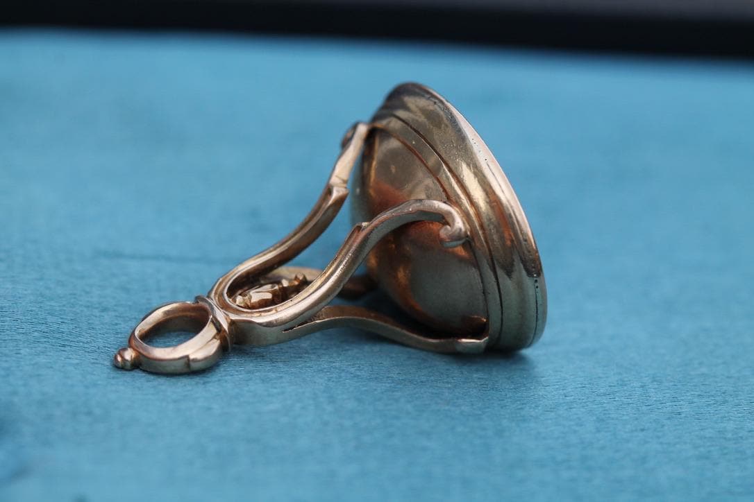 Antique 9ct Gold Carnelian Intaglio Goat Pendant Seal, c.1860