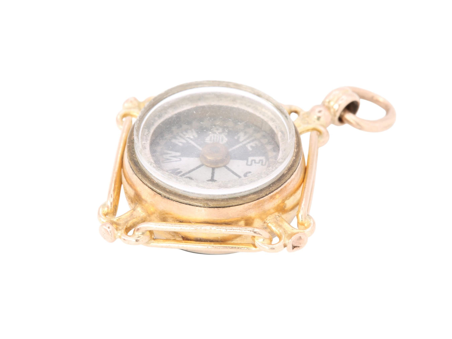 Antique 9ct Gold Carnelian Compass Pendant