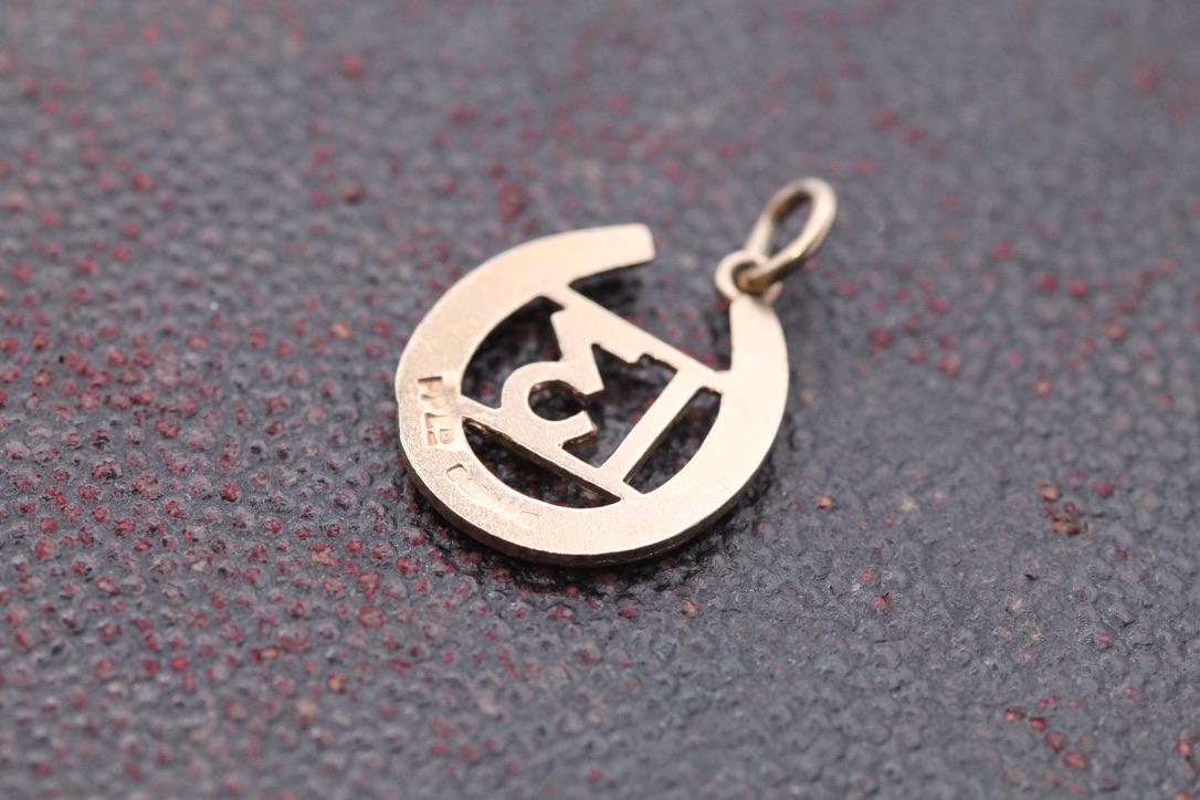 Vintage 9ct Gold Lucky Number 13 Horseshoe Charm Pendant