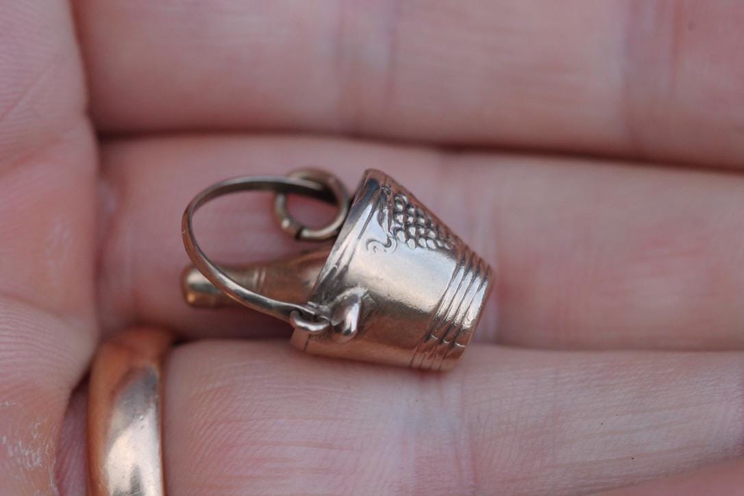 Vintage 9ct Gold Champagne Bucket Celebration Charm, 1963