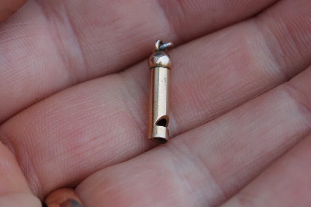 Vintage 9ct Yellow Gold Miniature Dog Whistle Charm