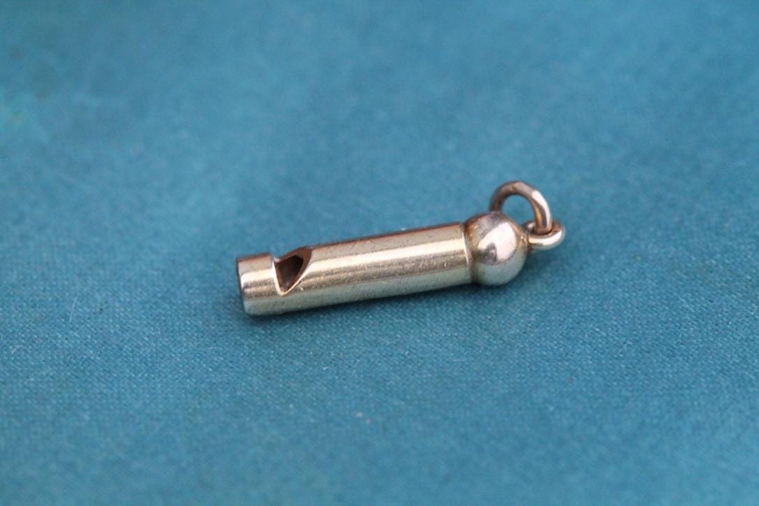 Vintage 9ct Yellow Gold Miniature Dog Whistle Charm