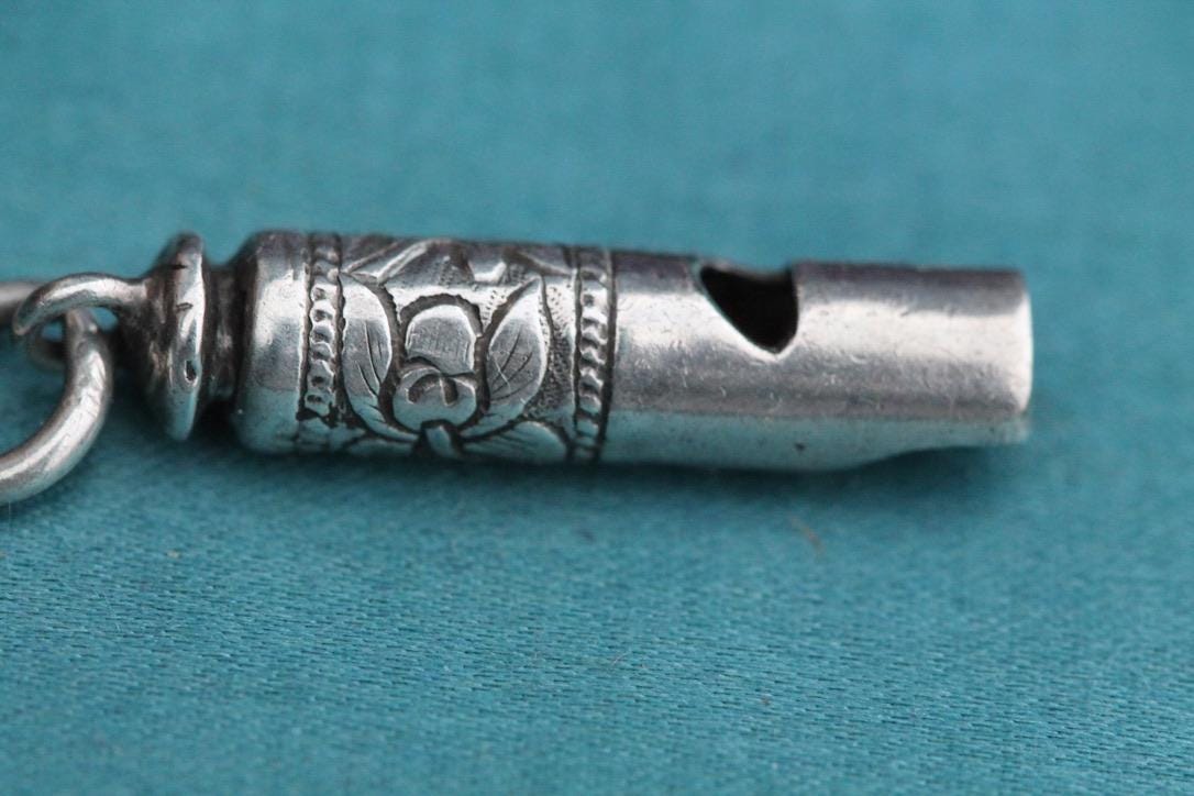 Antique Sterling Silver Chinese Chased Whistle