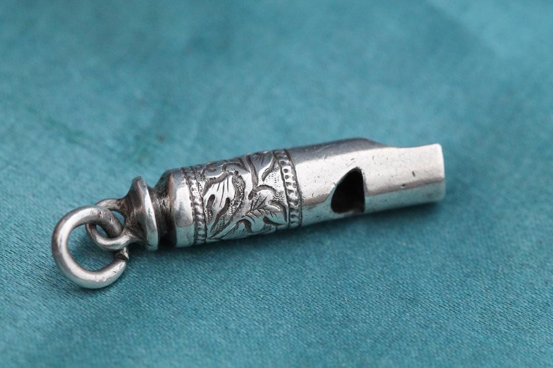 Antique Sterling Silver Chinese Chased Whistle