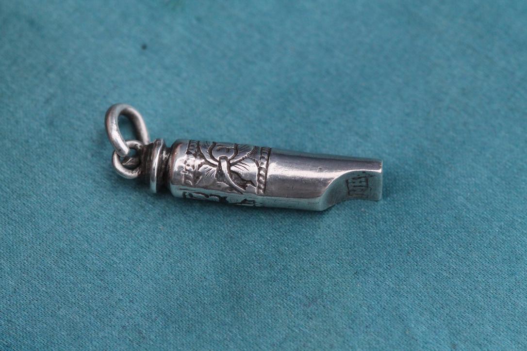 Antique Sterling Silver Chinese Chased Whistle