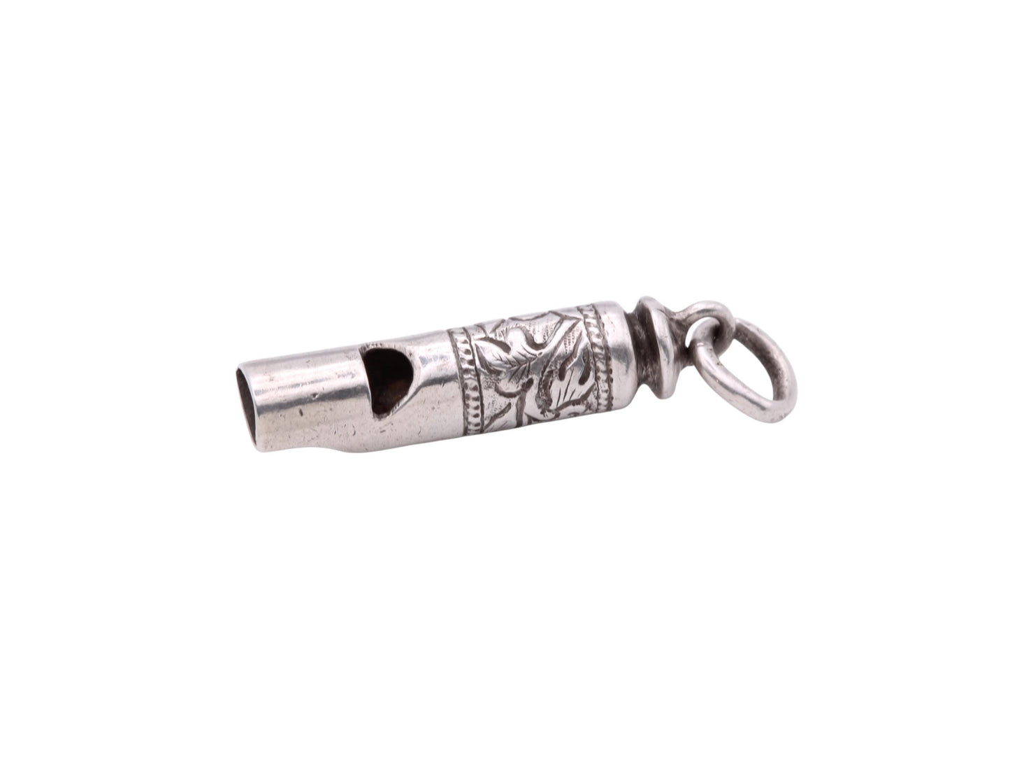 Antique Sterling Silver Chinese Chased Whistle