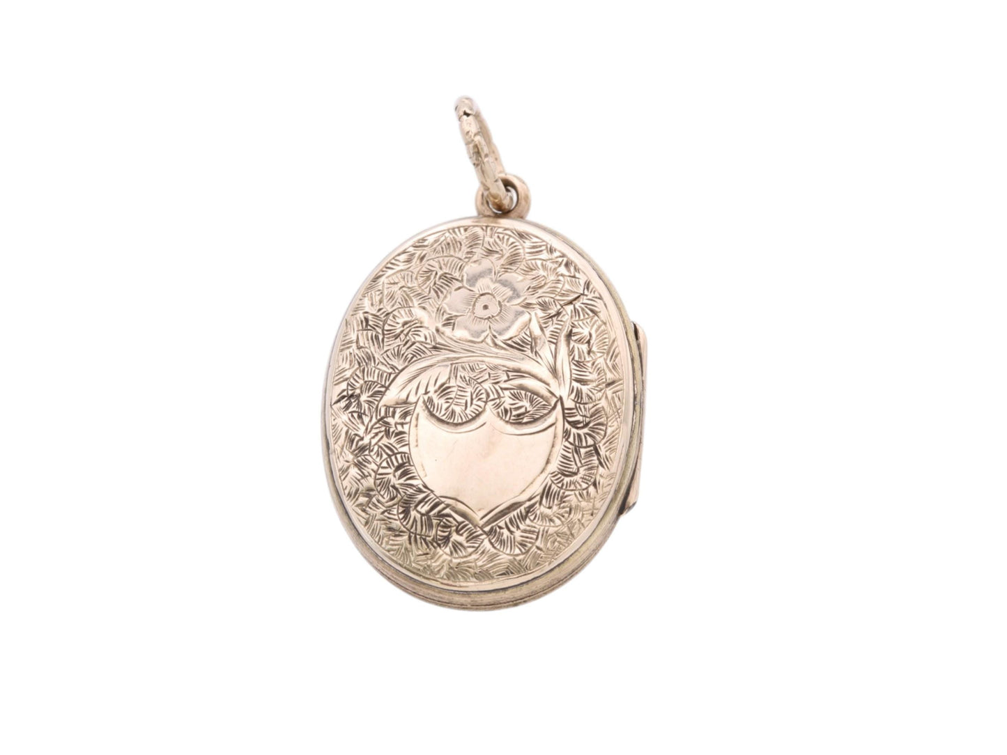 Antique 9ct Gold Chased Enamel Forget Me Not Locket, c.1860