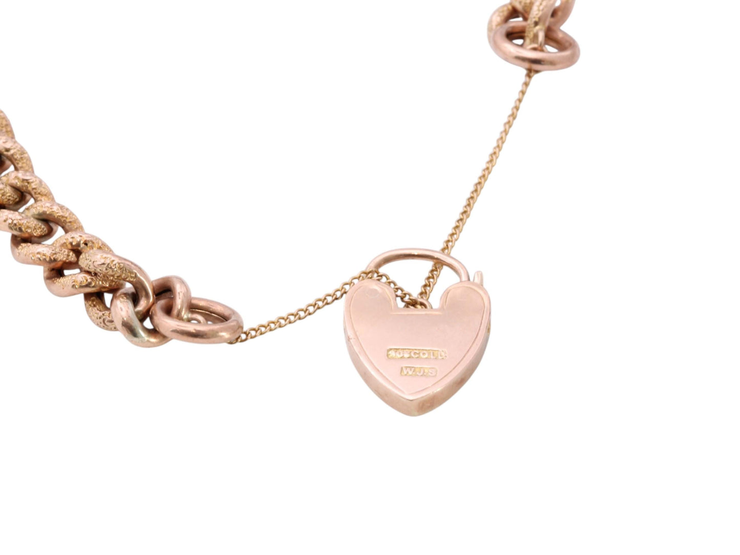 Antique 9ct Rose Gold Day & Night Curb Bracelet, c.1901