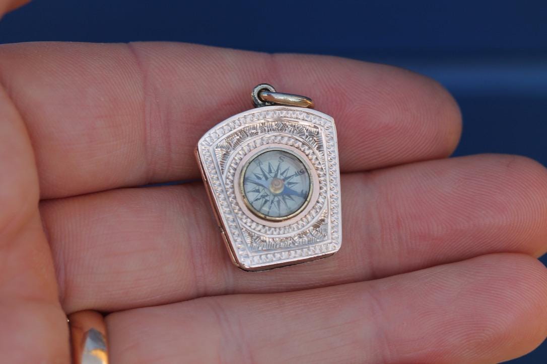 Antique 9ct Gold Compass Locket, c.1890