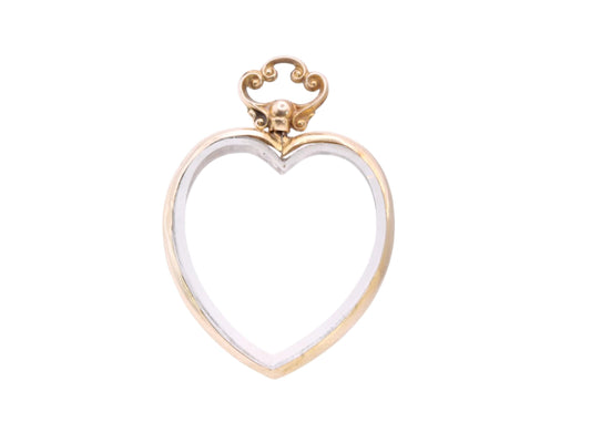 Antique 9ct Gold Heart Glass Locket, 1917