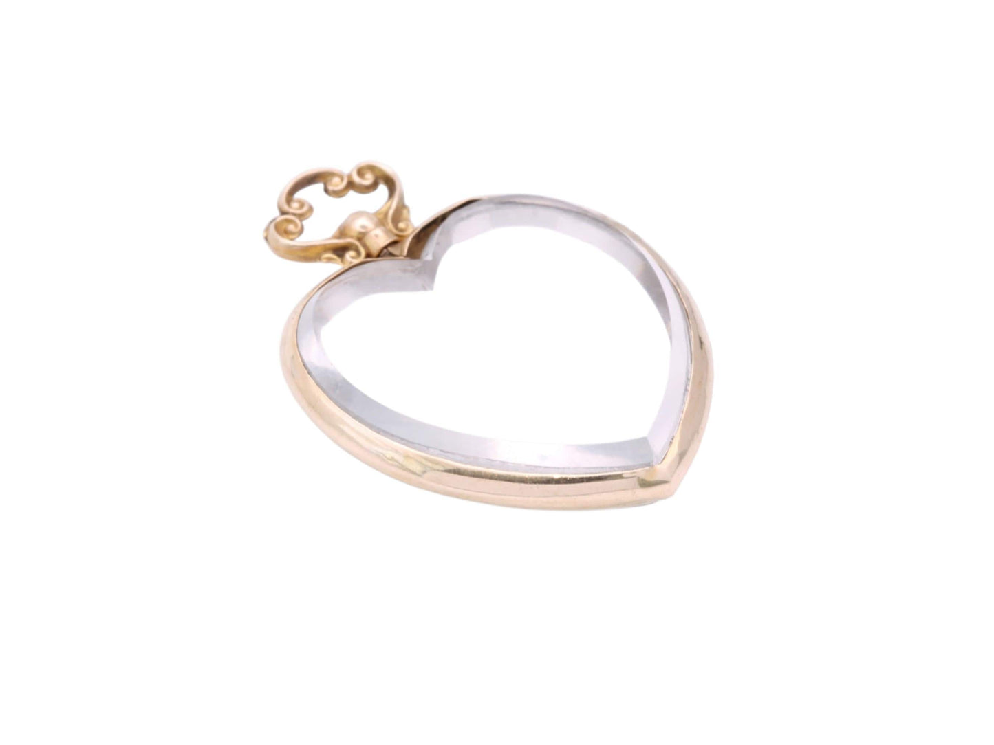 Antique 9ct Gold Heart Glass Locket, 1917