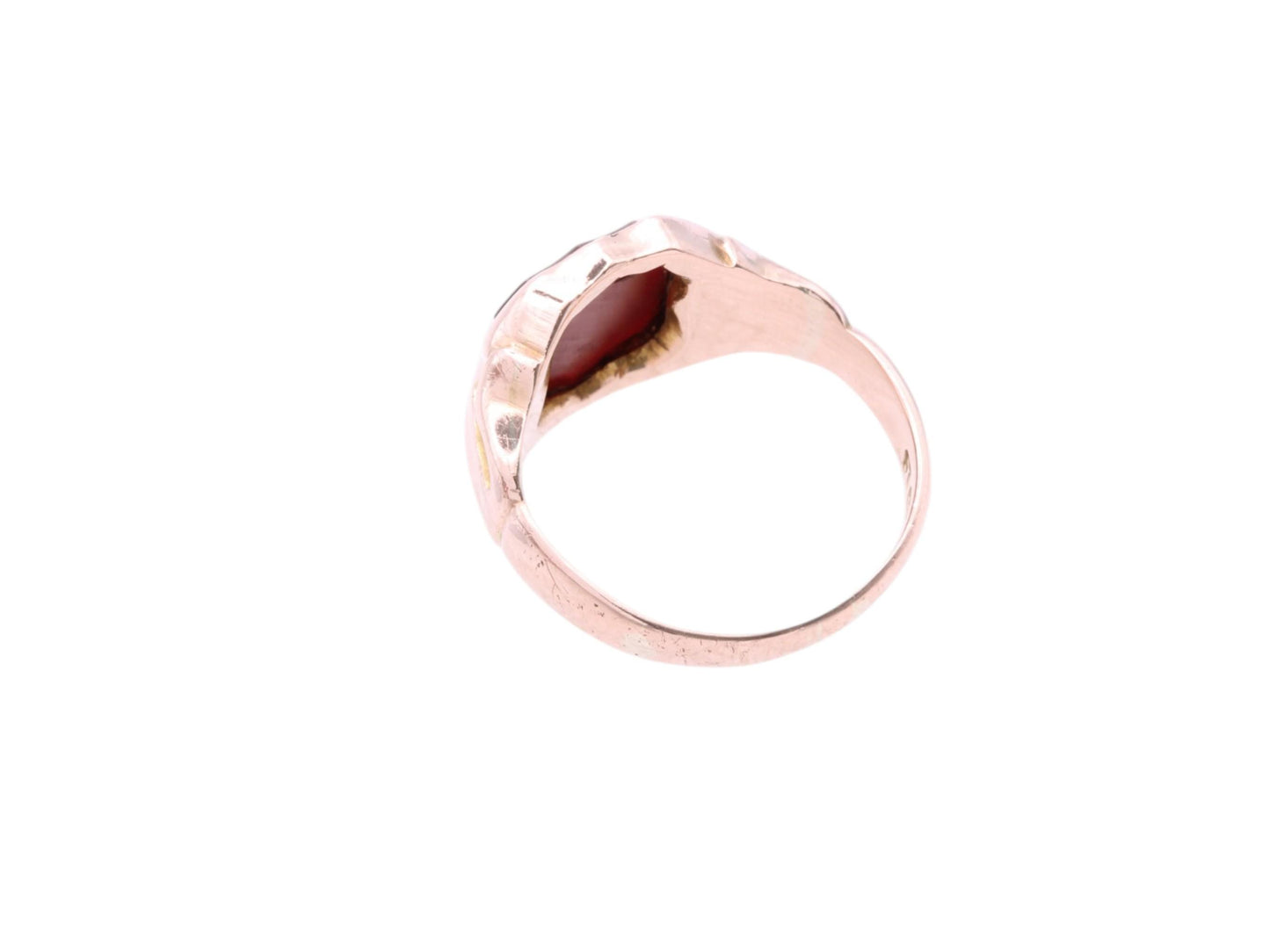 Antique 9ct Rose Gold Carnelian Shield Signet Ring, 1916