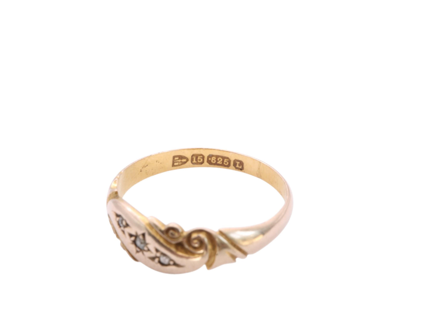 Antique 15ct Gold Diamond Gypsy Ring, 1894