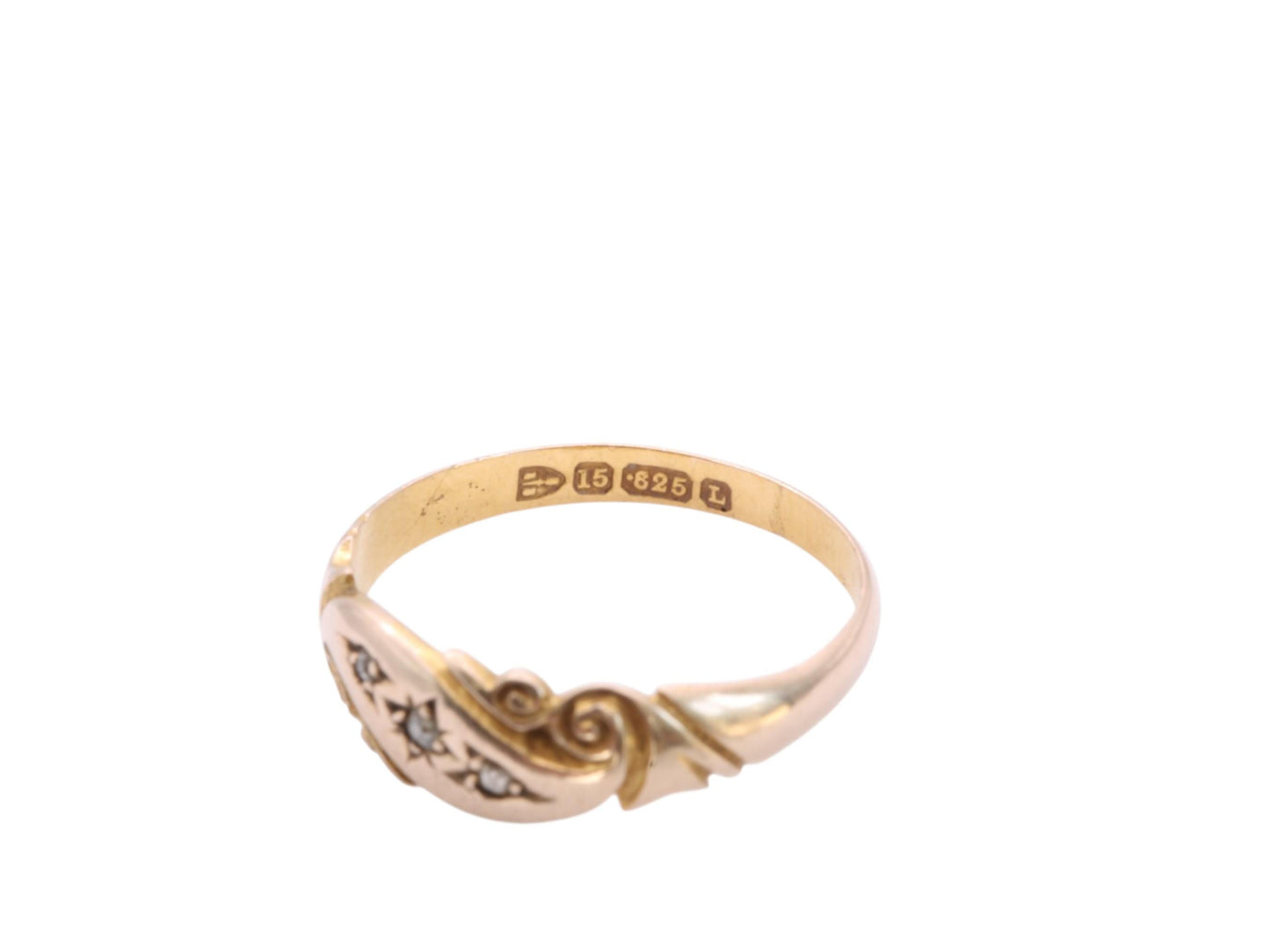 Antique 15ct Gold Diamond Gypsy Ring, 1894