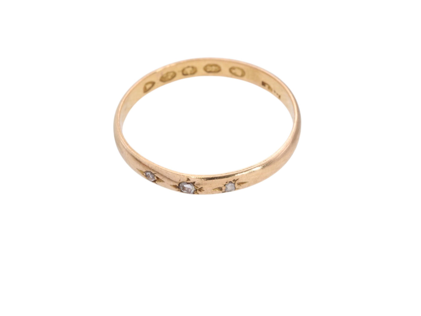 Antique 22ct Gold Victorian Diamond Wedding Band Ring, 1865