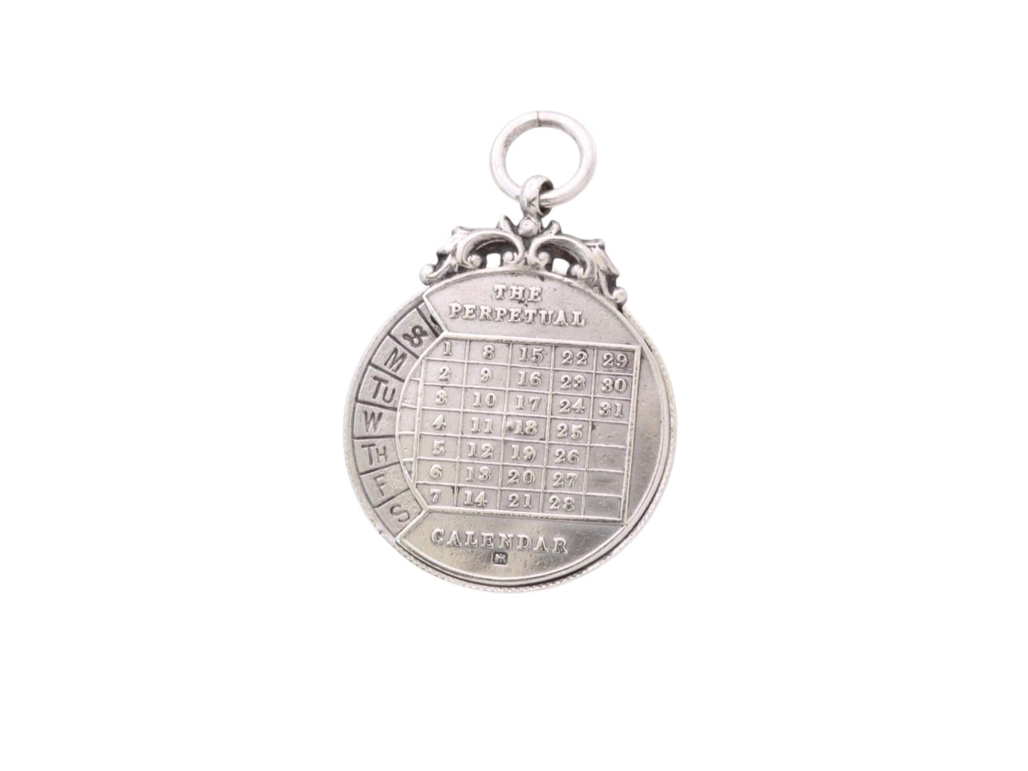 Antique Sterling Silver The Perpetual Calendar Pendant, 1899