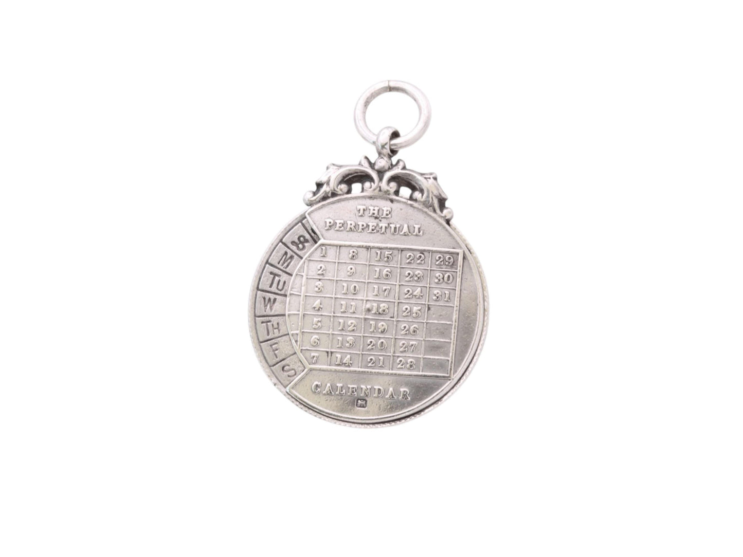 Antique Sterling Silver The Perpetual Calendar Pendant, 1899