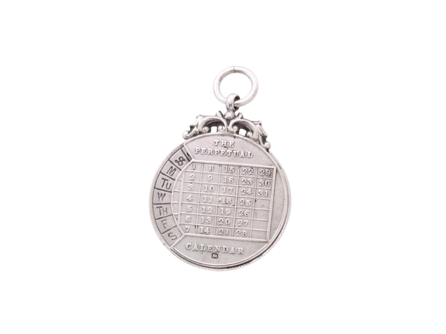 Antique Sterling Silver The Perpetual Calendar Pendant, 1899