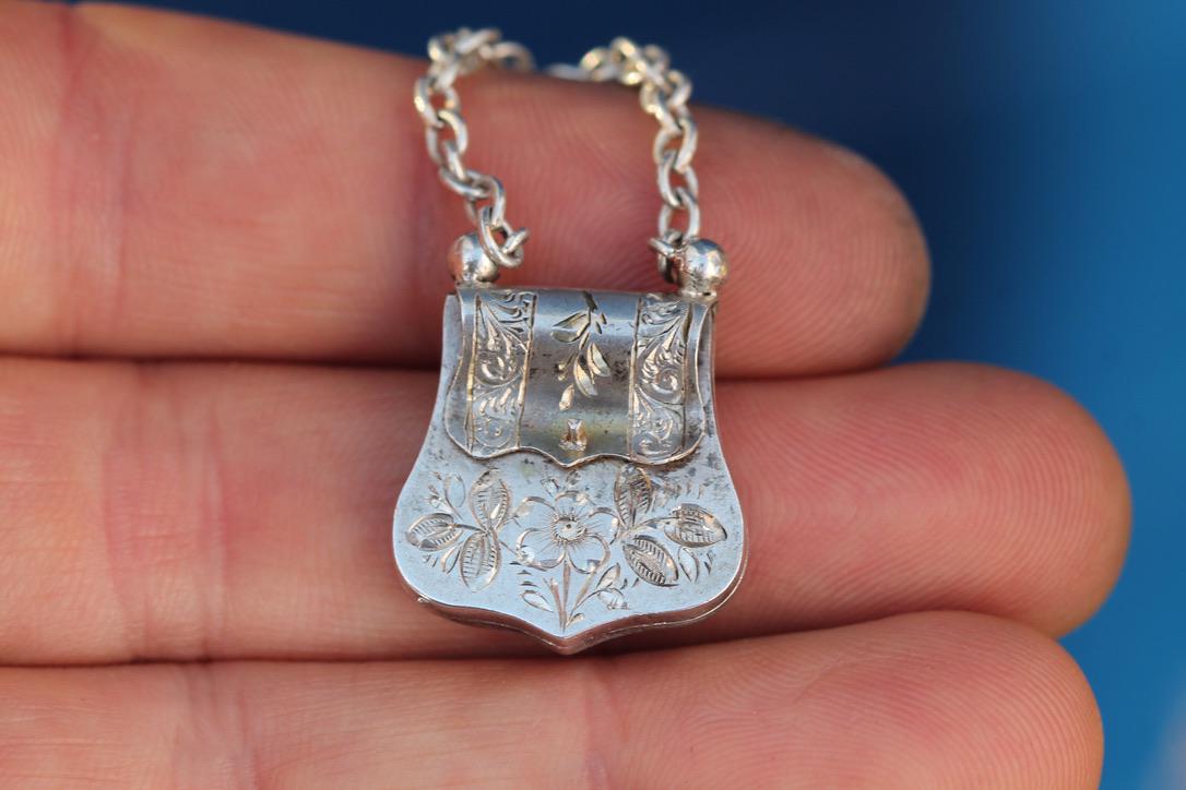 Antique Sterling Silver Handbag Purse Locket, 1885