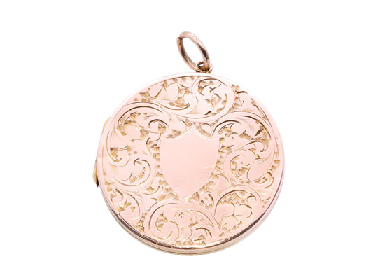 Antique 9ct Gold Chased Floral Locket