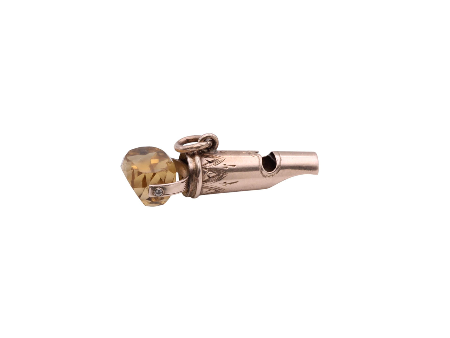Antique 9ct Gold Citrine Spinner Whistle