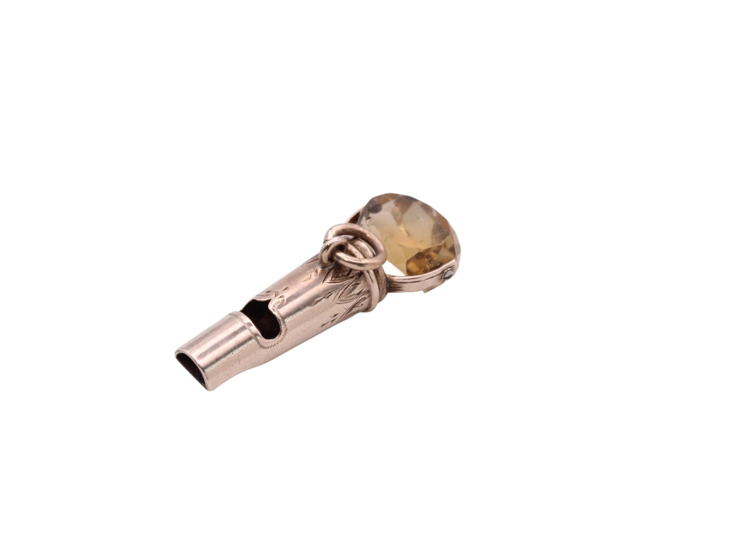 Antique 9ct Gold Citrine Spinner Whistle