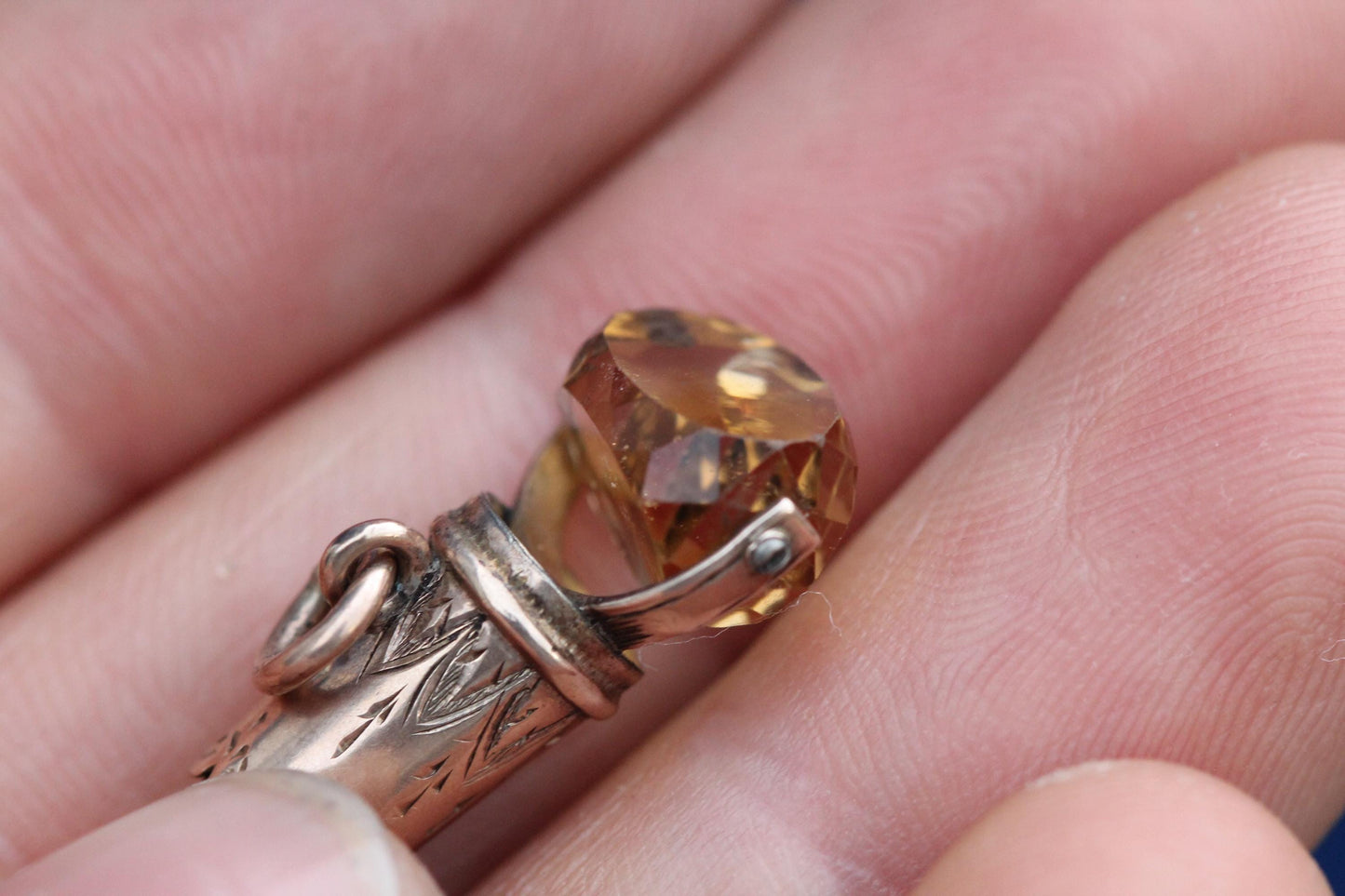 Antique 9ct Gold Citrine Spinner Whistle