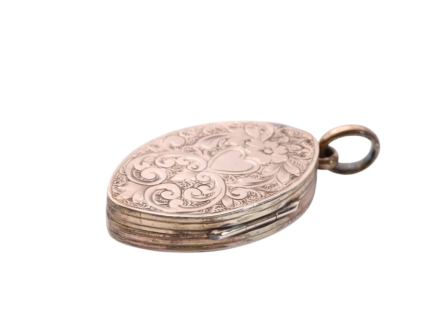 Antique 9ct Gold Bloodstone Chased Forget Me Not Locket