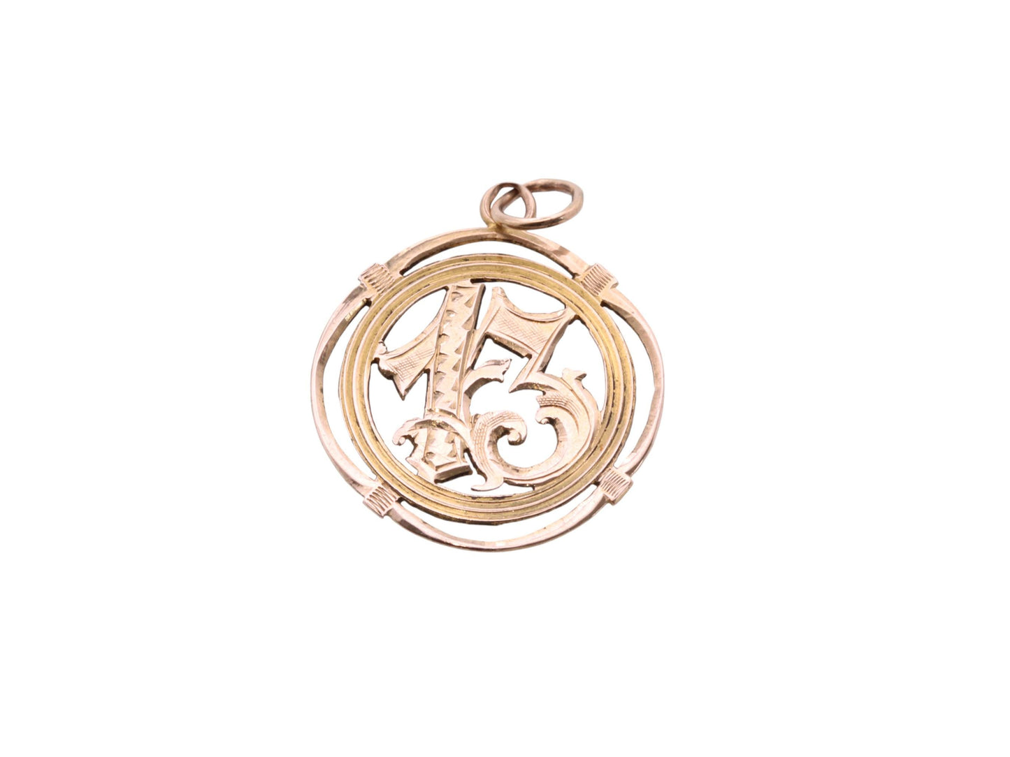 Vintage 18ct Gold Egyptian Lucky 13 Pendant, 1945
