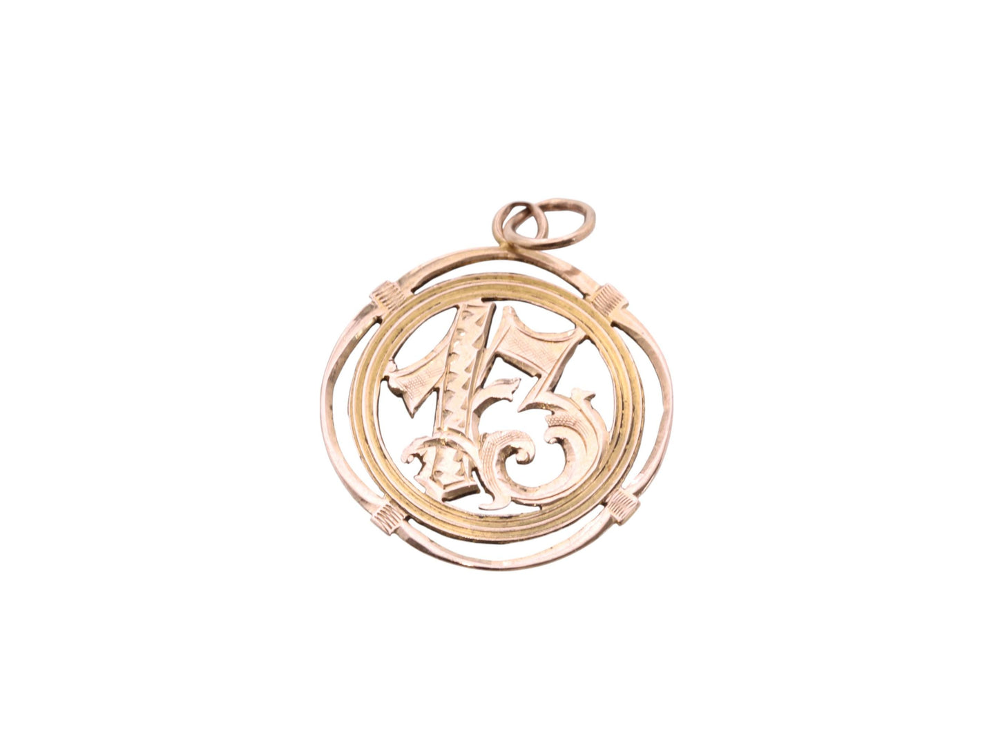 Vintage 18ct Gold Egyptian Lucky 13 Pendant, 1945