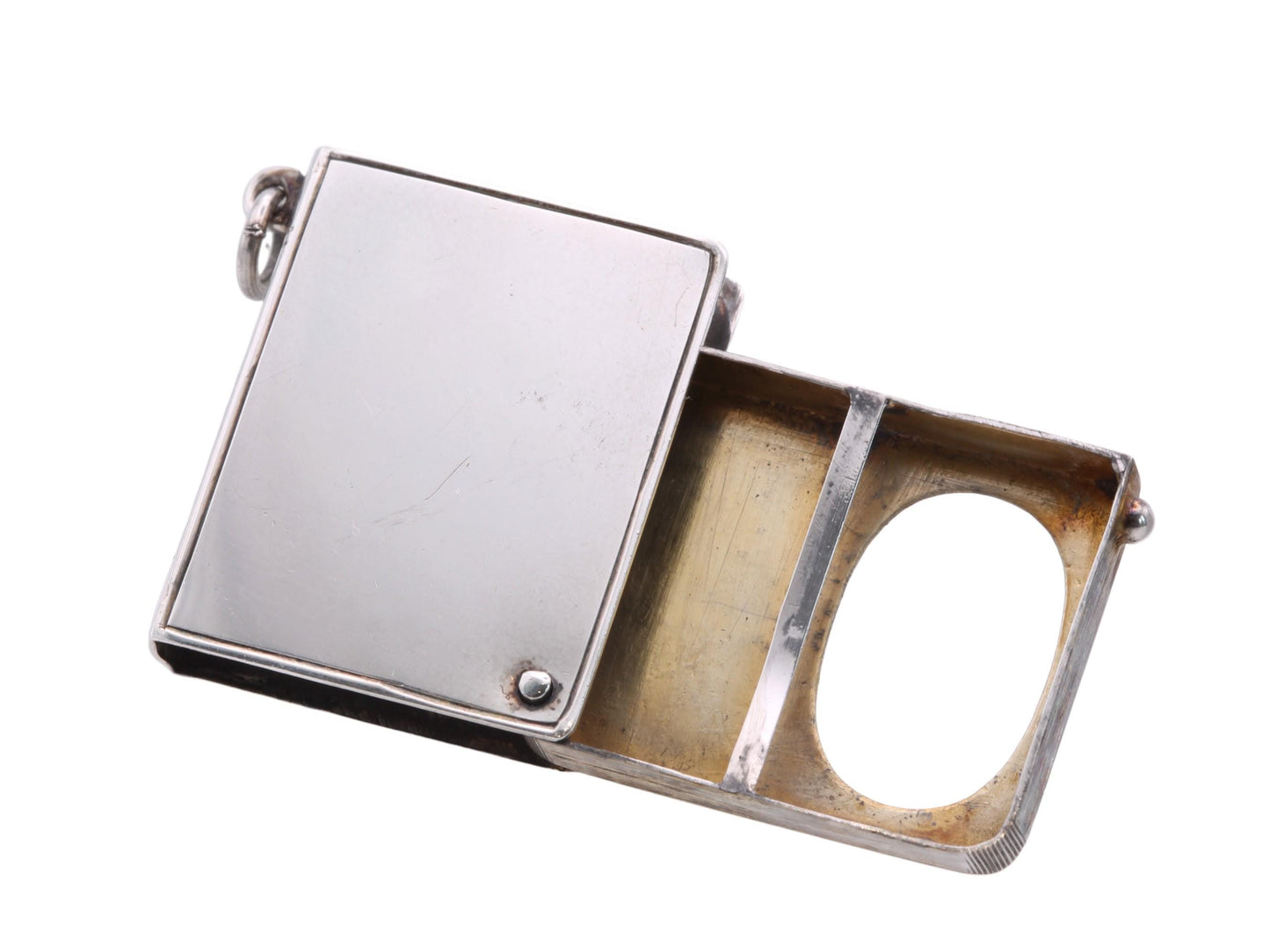 Antique Sterling Silver Book Shaped Pendant Stamp Case, 1903