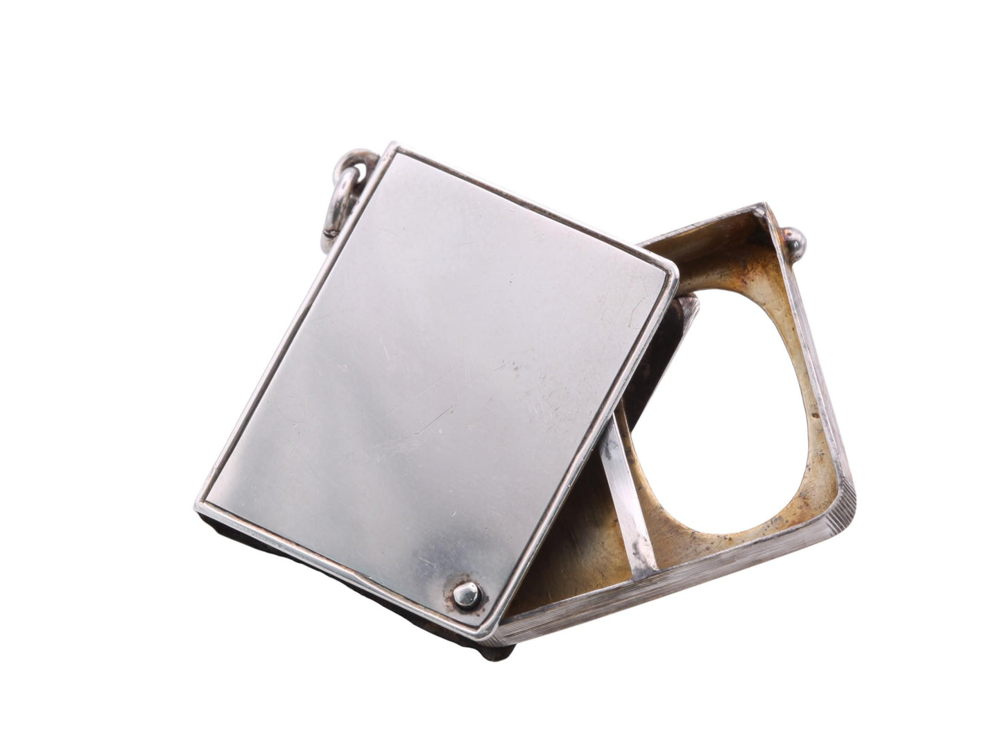 Antique Sterling Silver Book Shaped Pendant Stamp Case, 1903