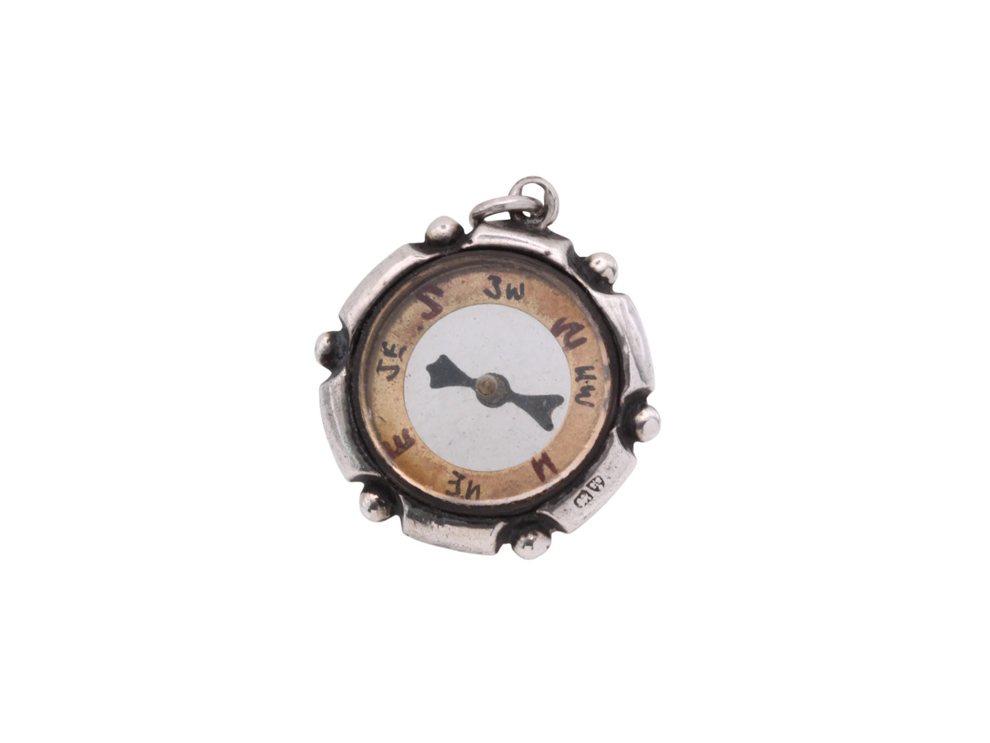Antique Sterling Silver Compass Pendant