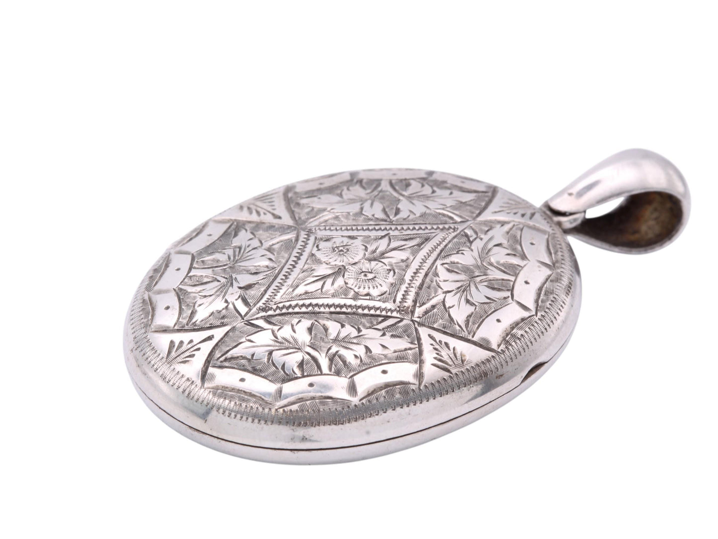 Antique Sterling Silver Chased Forget Me Not Locket