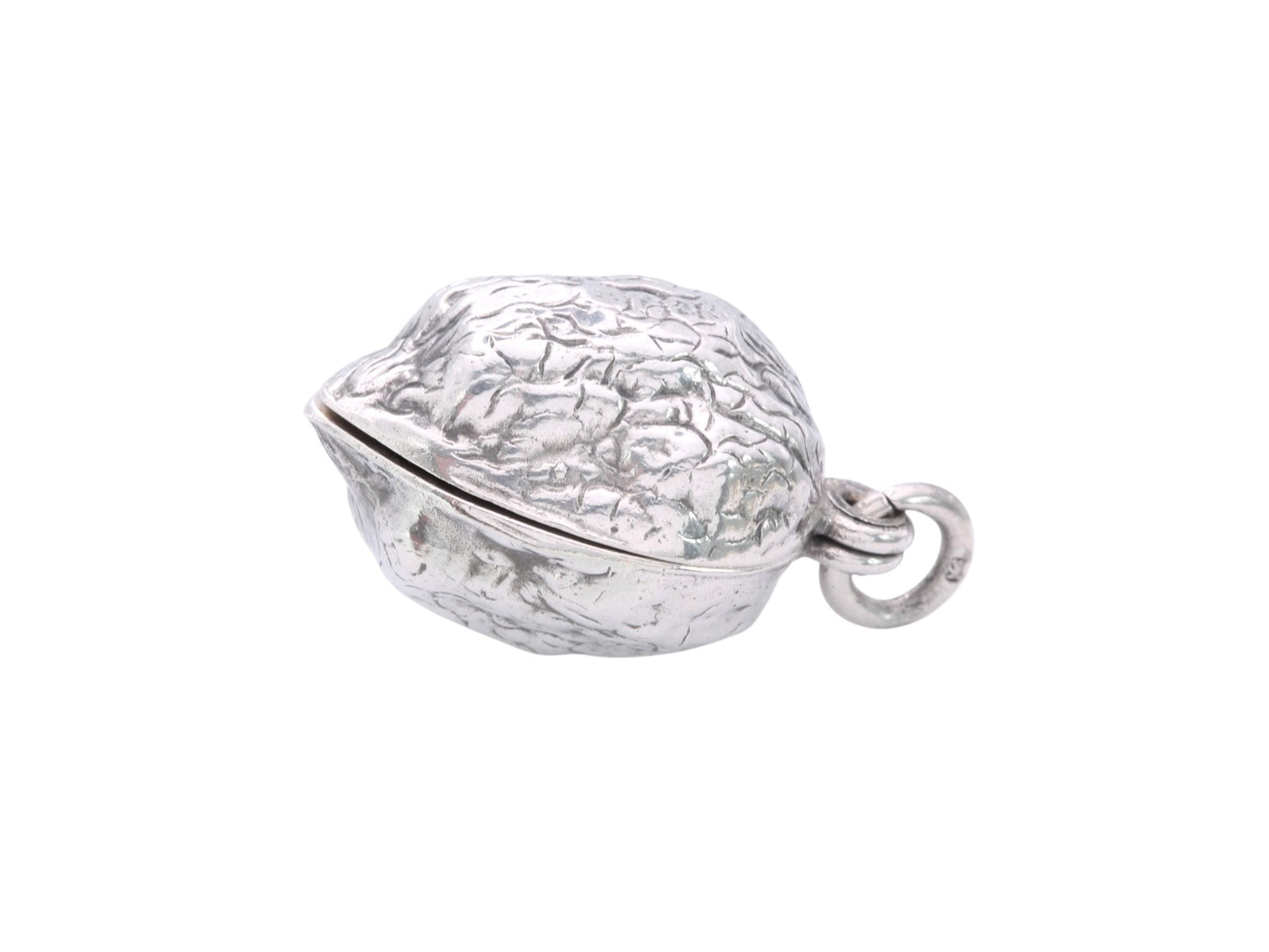 Antique Sterling Silver Walnut Pendant Locket, 1881