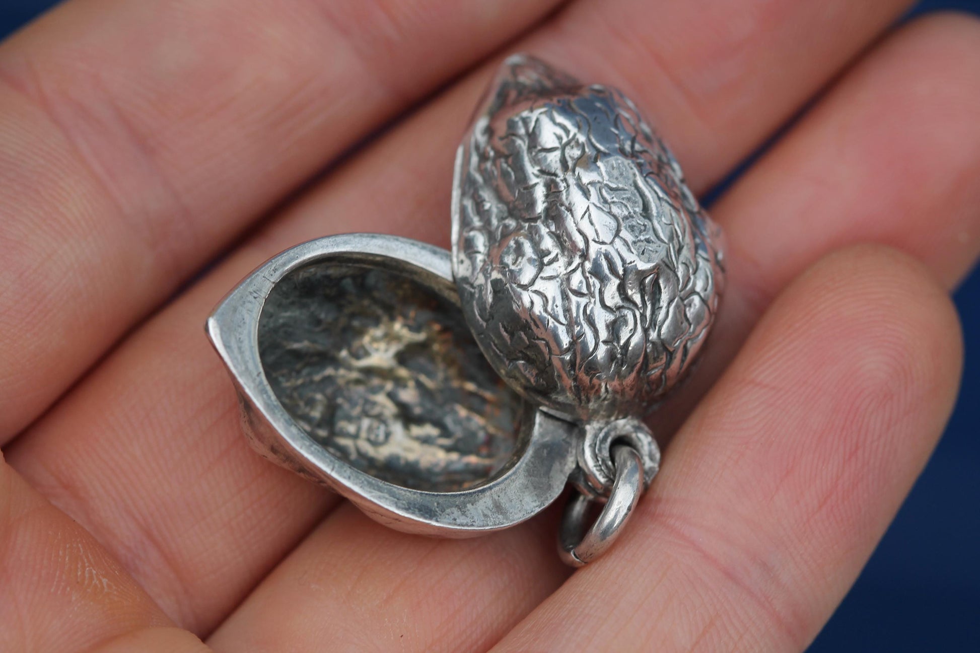 Antique-Sterling-Silver-Walnut-Pendant-Locket,-1881