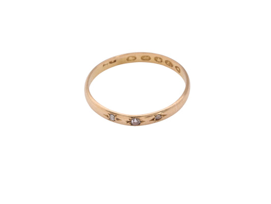 Antique 22ct Gold Victorian Diamond Wedding Band Ring, 1865