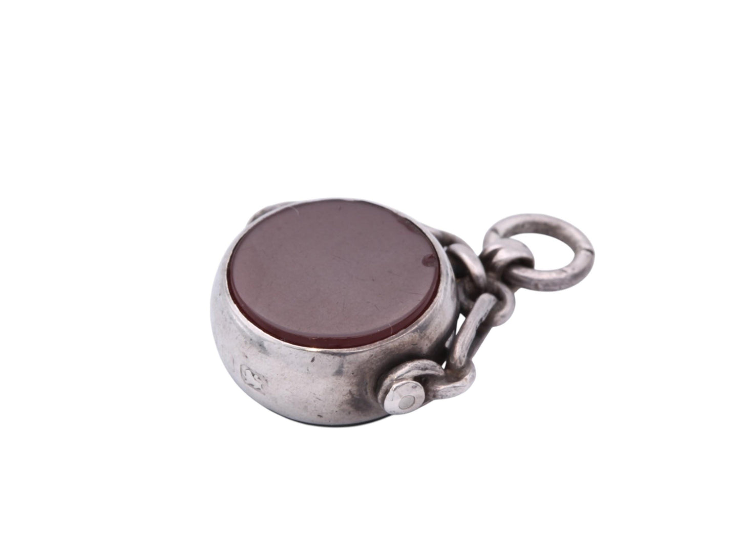Antique Sterling Silver Bloodstone Spinner Pendant | Victorian