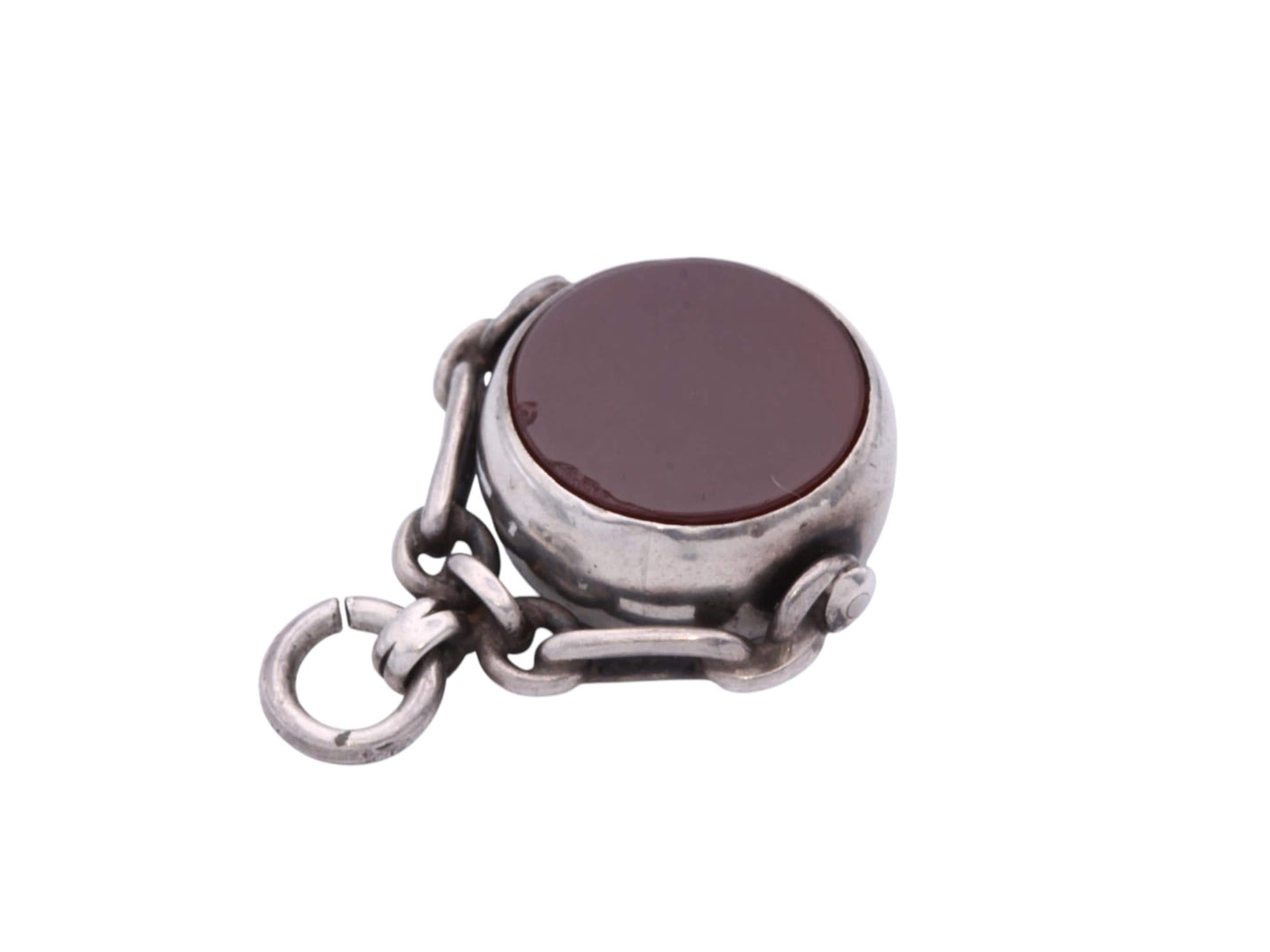 Antique Sterling Silver Bloodstone Spinner Pendant | Victorian